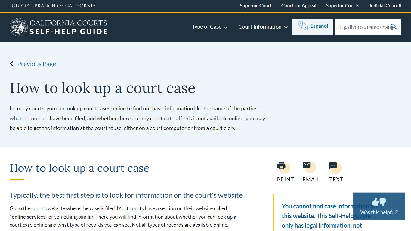 How to look up a court case | California Courts | Self Help Guide